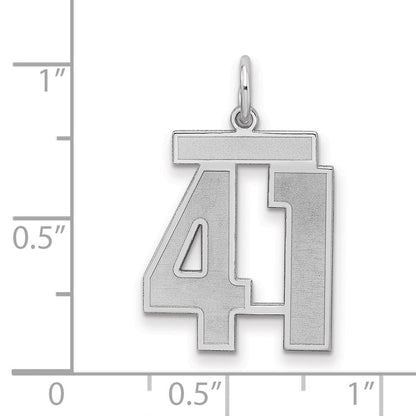 Sterlingsilber Silber/rhodiniert Satiniert Zahl 41 Charm