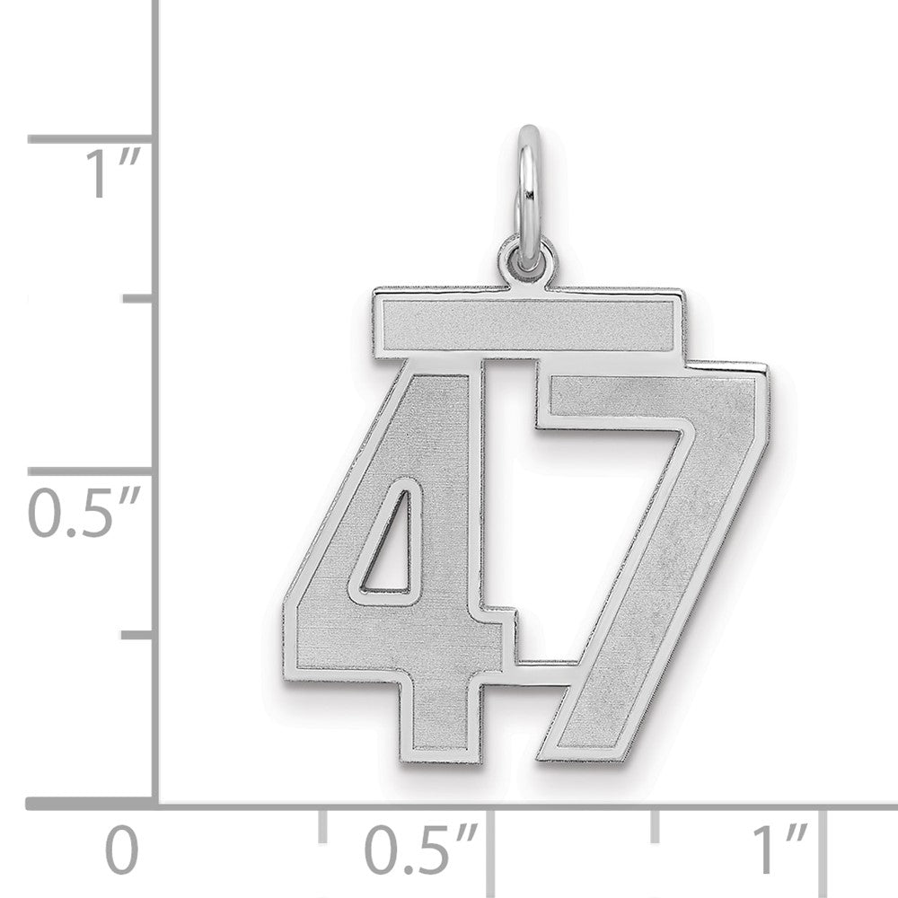 Sterlingsilber Silber/rhodiniert Satiniert Zahl 47 Charm