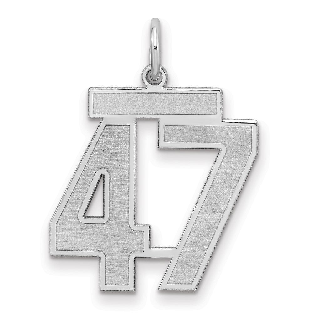 Sterlingsilber Silber/rhodiniert Satiniert Zahl 47 Charm