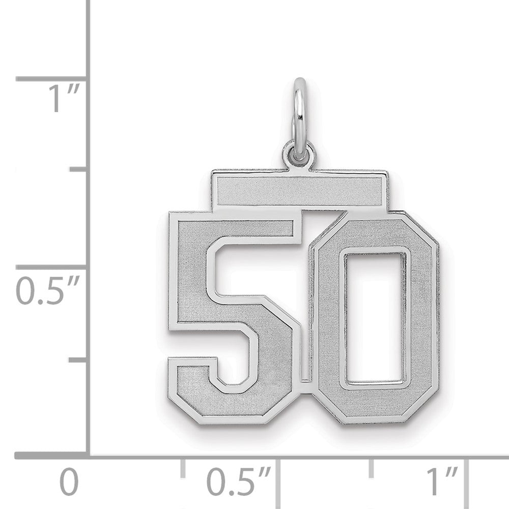 Sterlingsilber Silber/rhodiniert Satiniert Zahl 50 Charm