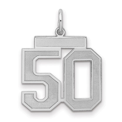 Sterlingsilber Silber/rhodiniert Satiniert Zahl 50 Charm