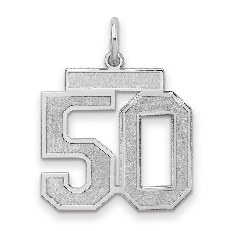 Sterlingsilber Silber/rhodiniert Satiniert Zahl 50 Charm