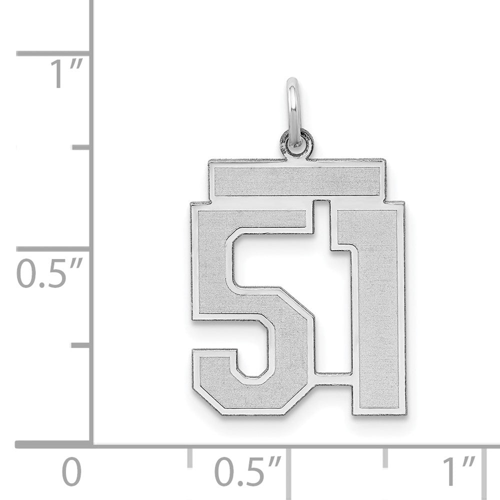Sterlingsilber Silber/rhodiniert Satiniert Zahl 51 Charm