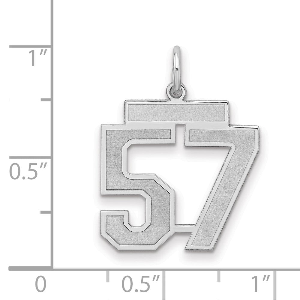 Sterlingsilber Silber/rhodiniert Satiniert Zahl 57 Charm