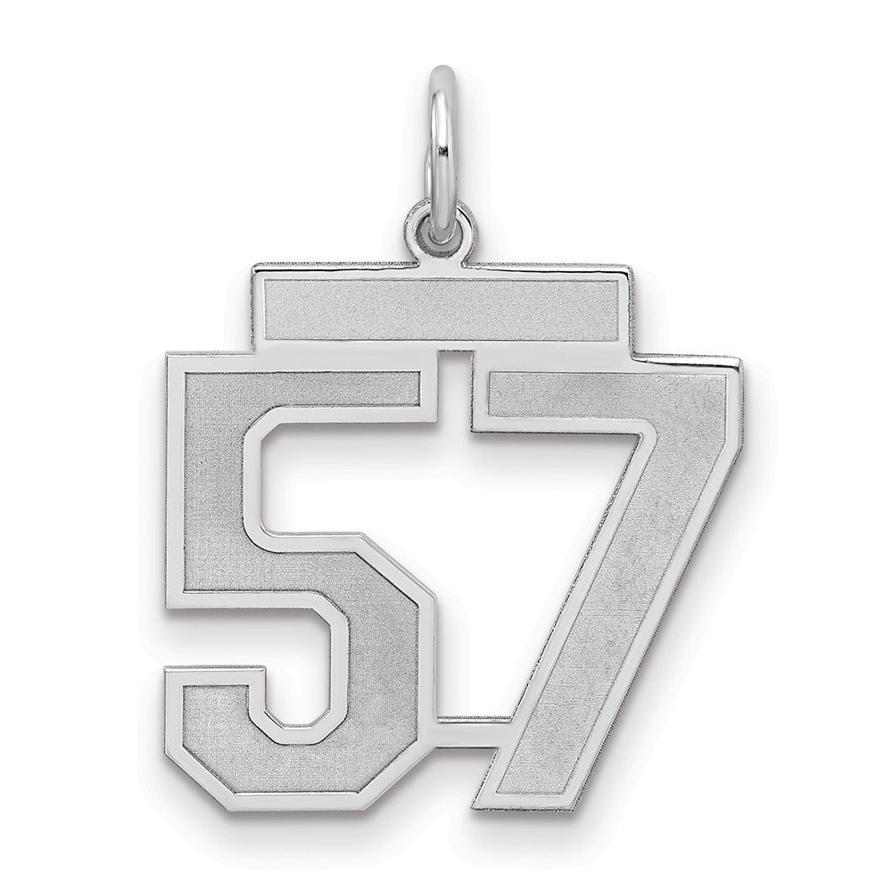 Sterlingsilber Silber/rhodiniert Satiniert Zahl 57 Charm