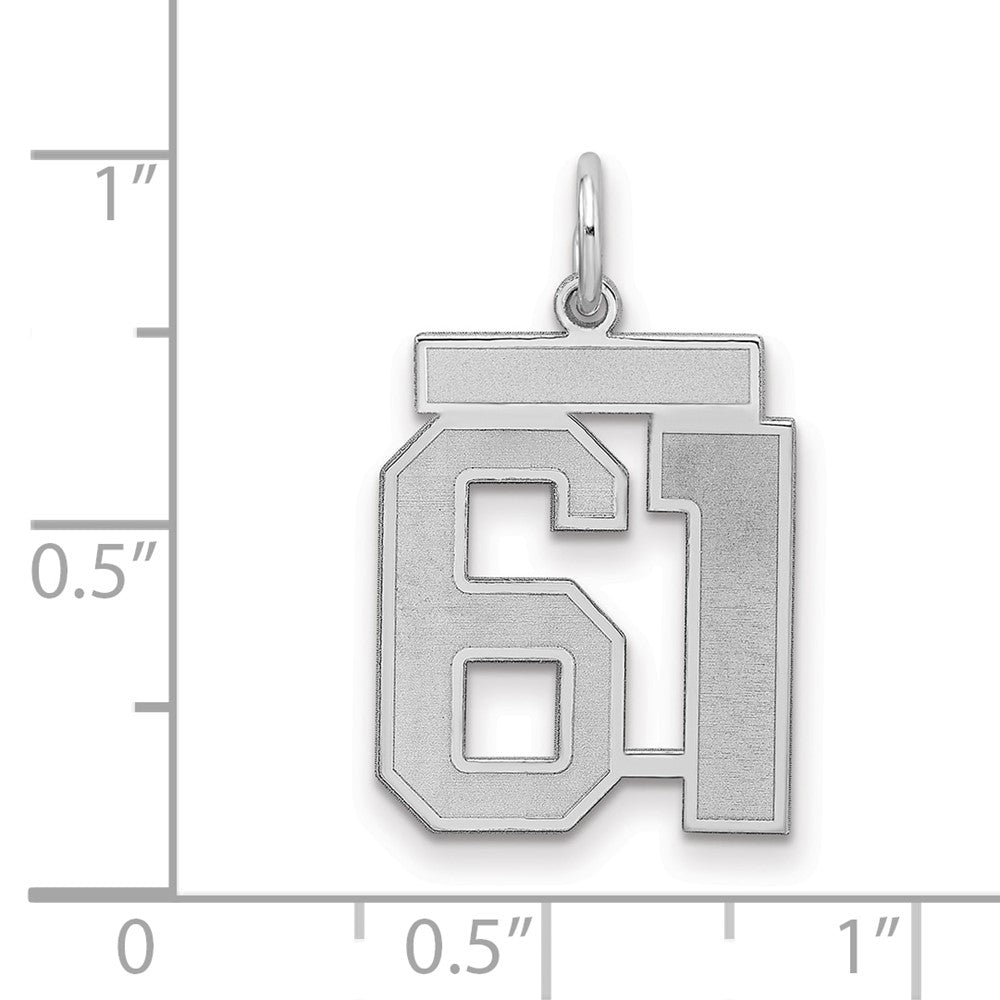 Sterlingsilber Silber/rhodiniert Satiniert Zahl 61 Charm