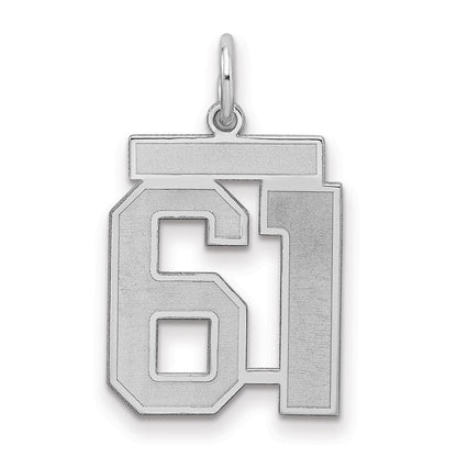 Sterlingsilber Silber/rhodiniert Satiniert Zahl 61 Charm