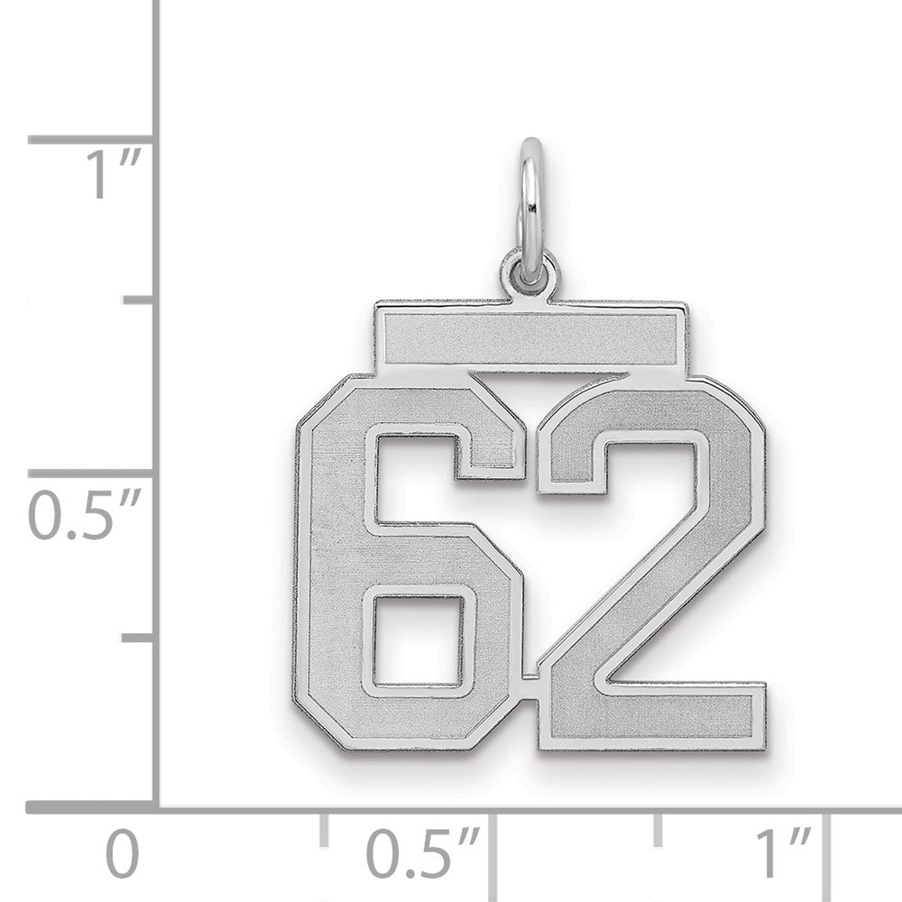 Sterlingsilber Silber/rhodiniert Satiniert Zahl 62 Charm