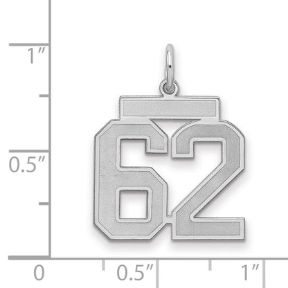 Sterlingsilber Silber/rhodiniert Satiniert Zahl 62 Charm
