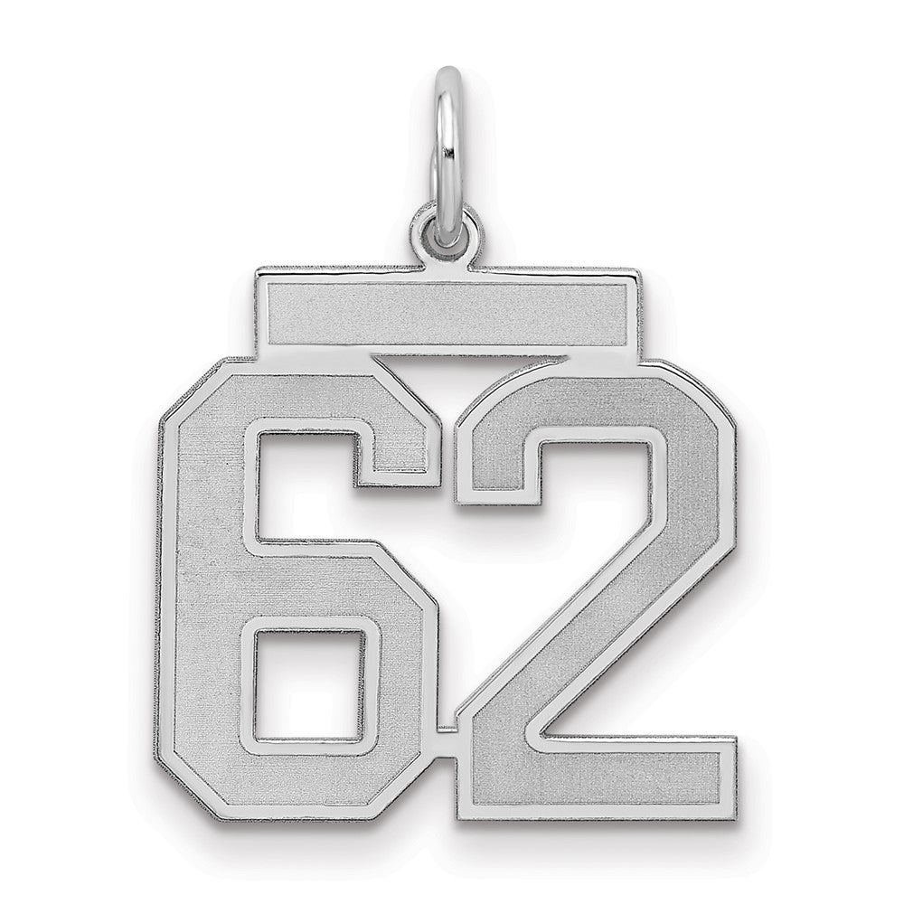 Sterlingsilber Silber/rhodiniert Satiniert Zahl 62 Charm
