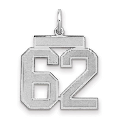 Sterlingsilber Silber/rhodiniert Satiniert Zahl 62 Charm