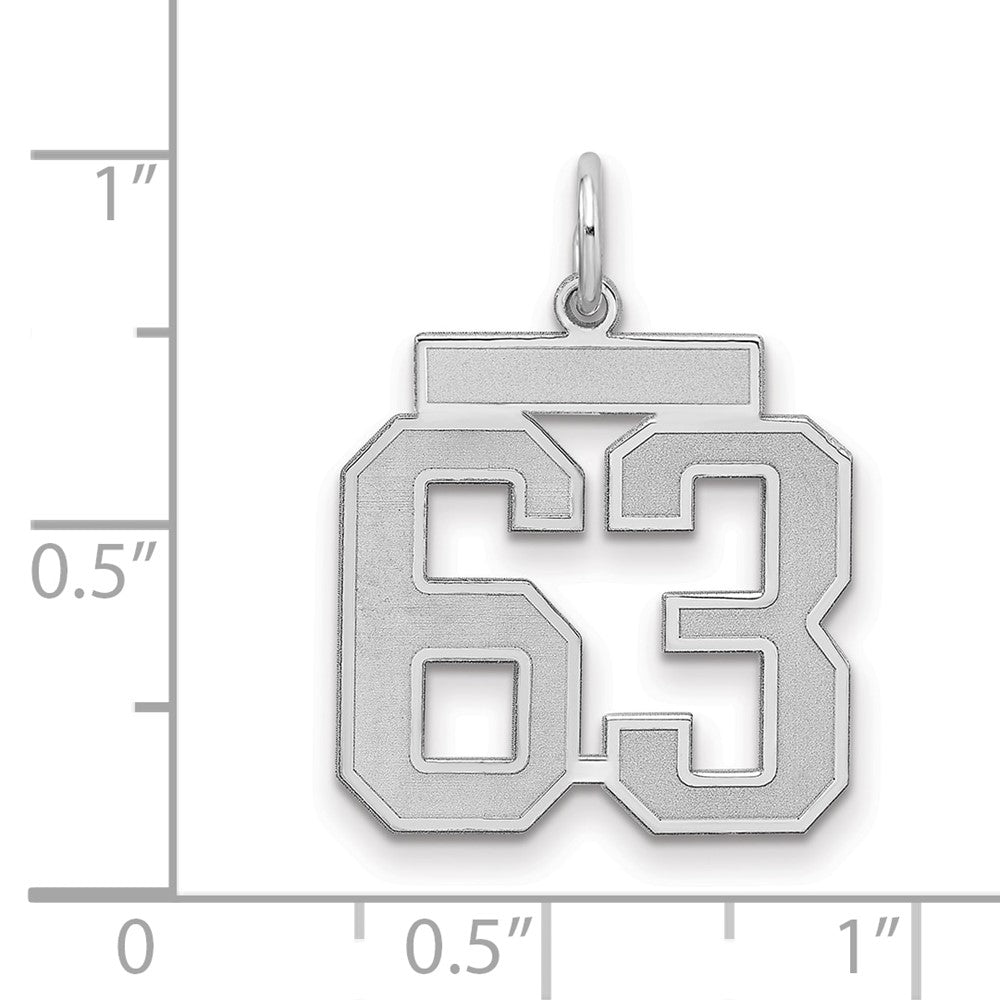 Sterlingsilber Silber/rhodiniert Satiniert Zahl 63 Charm