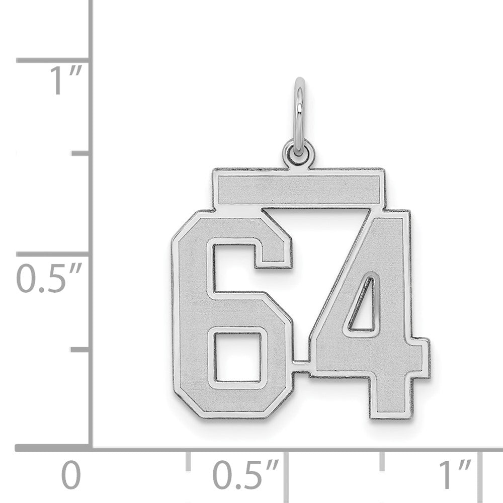 Sterlingsilber Silber/rhodiniert Satiniert Zahl 64 Charm