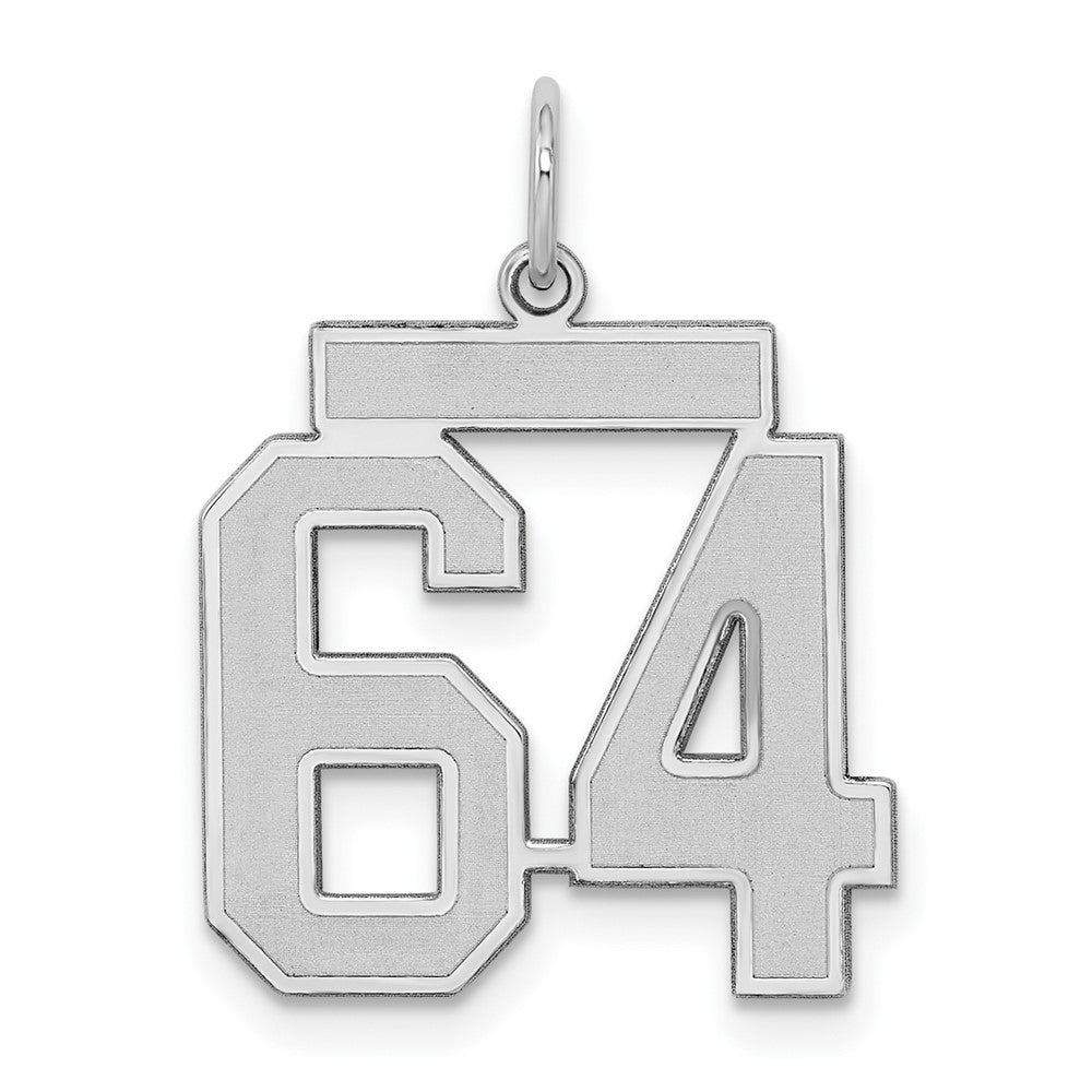 Sterlingsilber Silber/rhodiniert Satiniert Zahl 64 Charm
