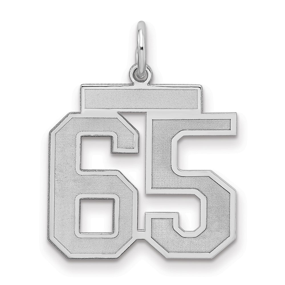 Sterlingsilber Silber/rhodiniert Satiniert Zahl 65 Charm