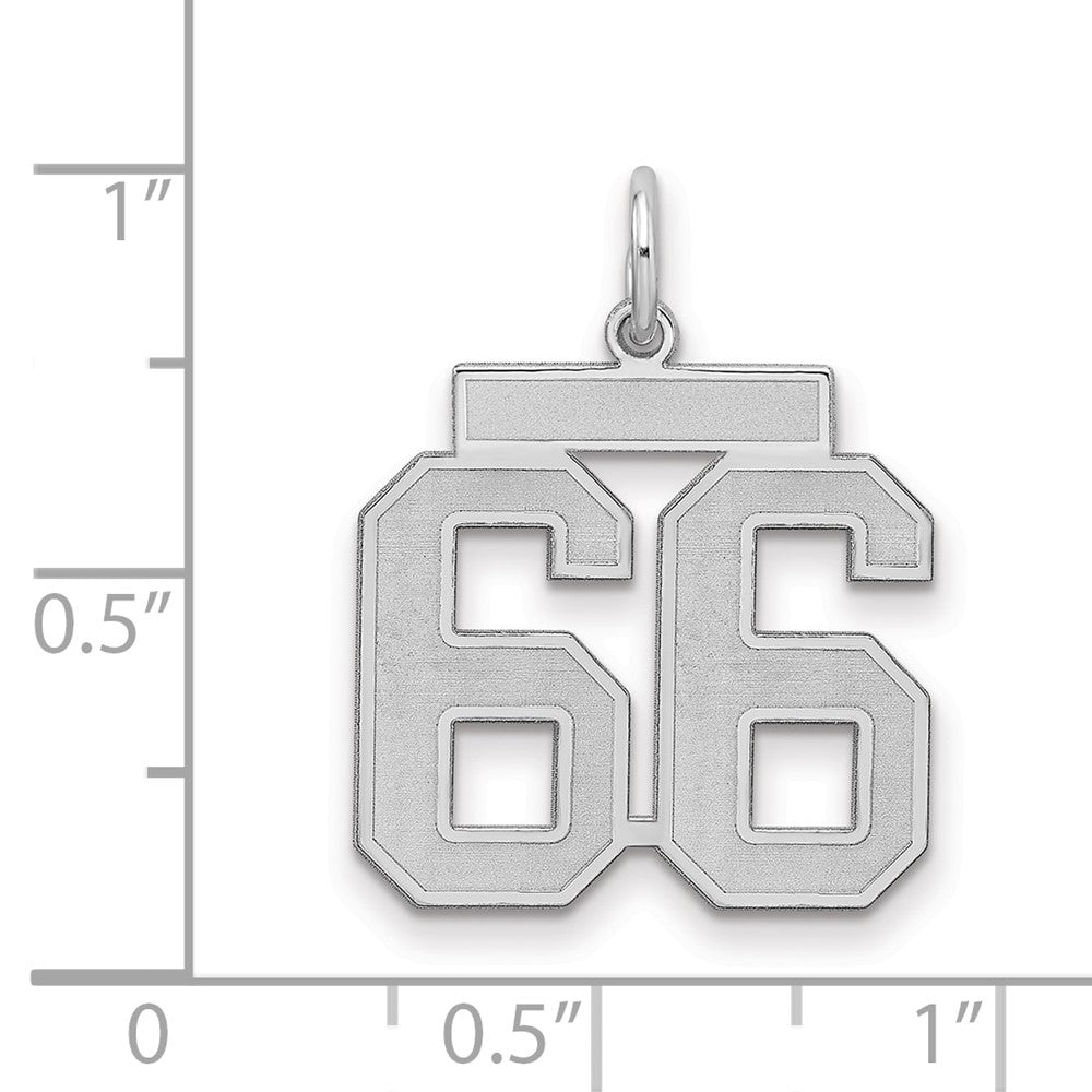 Sterlingsilber Silber/rhodiniert Satiniert Zahl 66 Charm