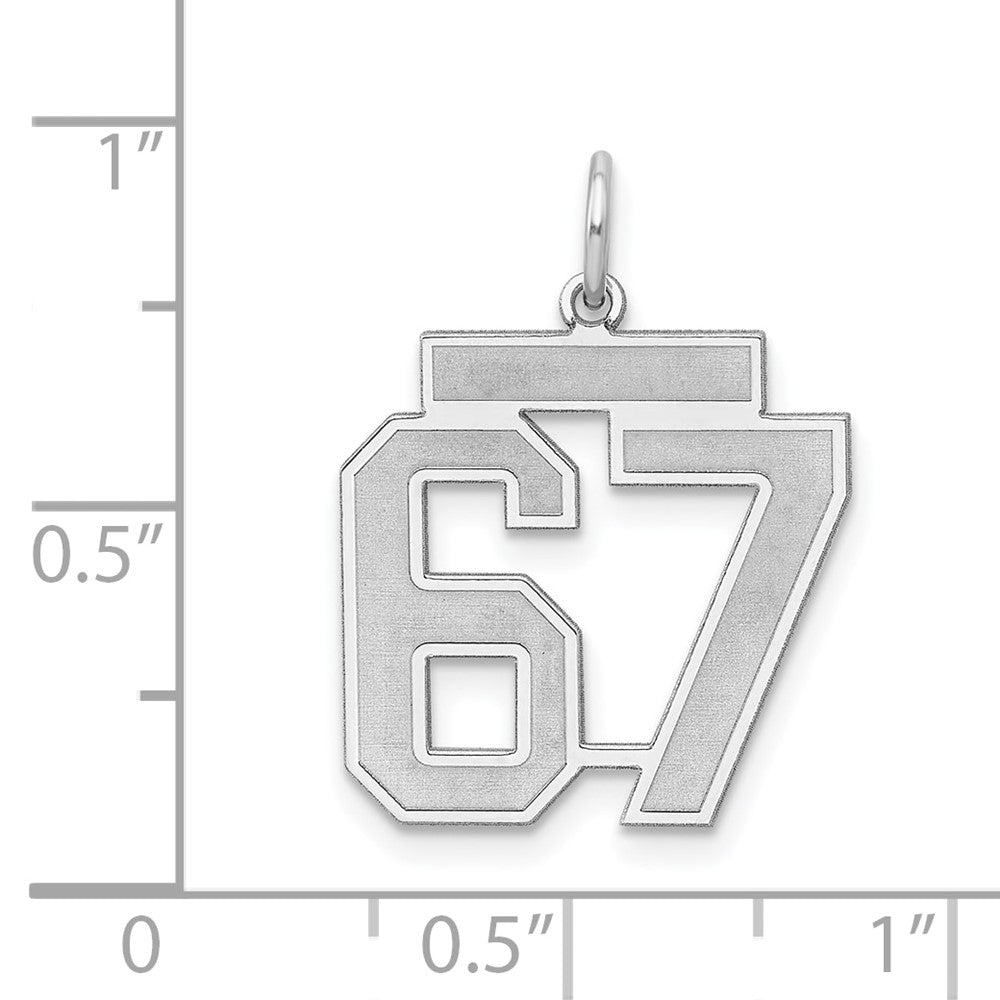 Sterlingsilber Silber/rhodiniert Satiniert Zahl 67 Charm