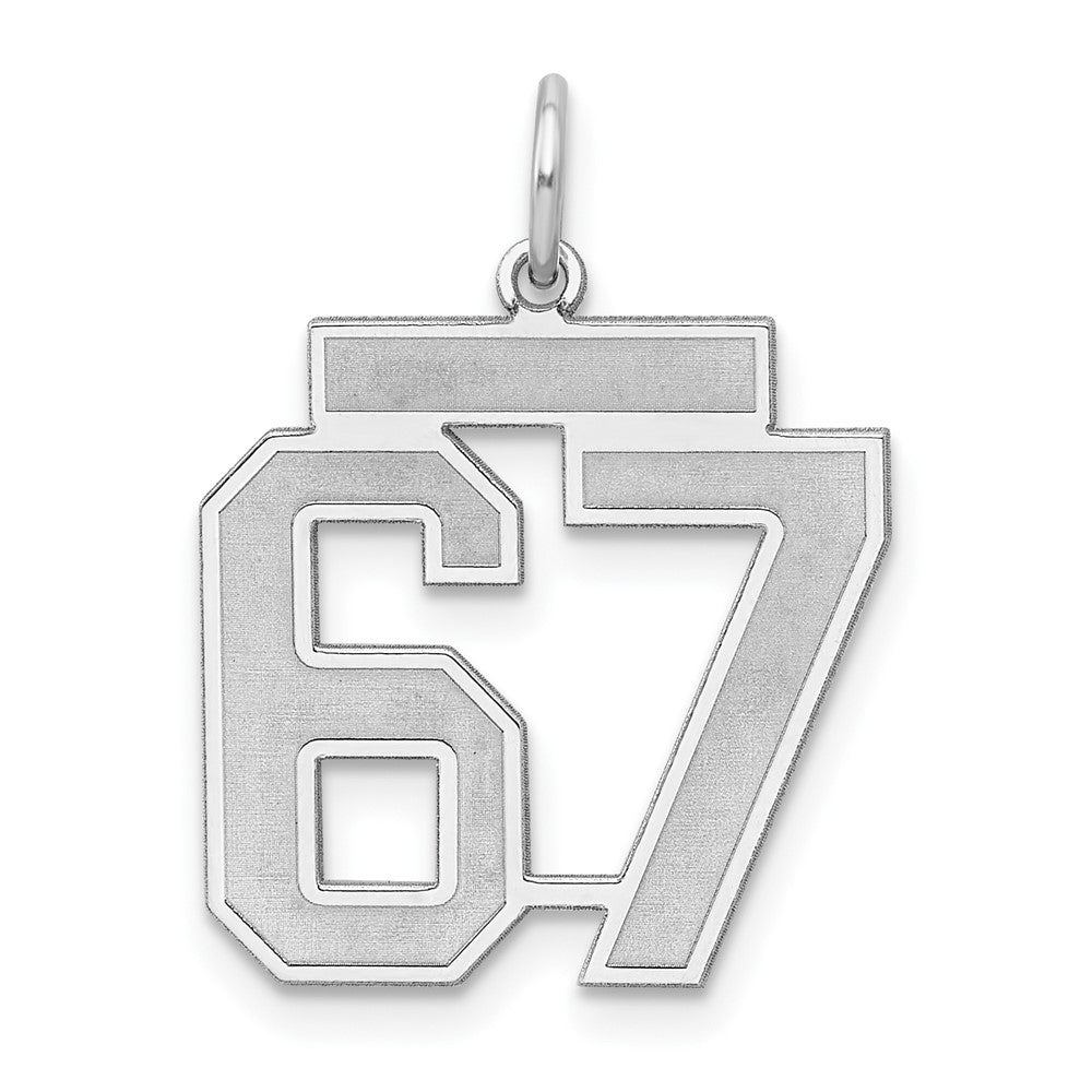 Sterlingsilber Silber/rhodiniert Satiniert Zahl 67 Charm