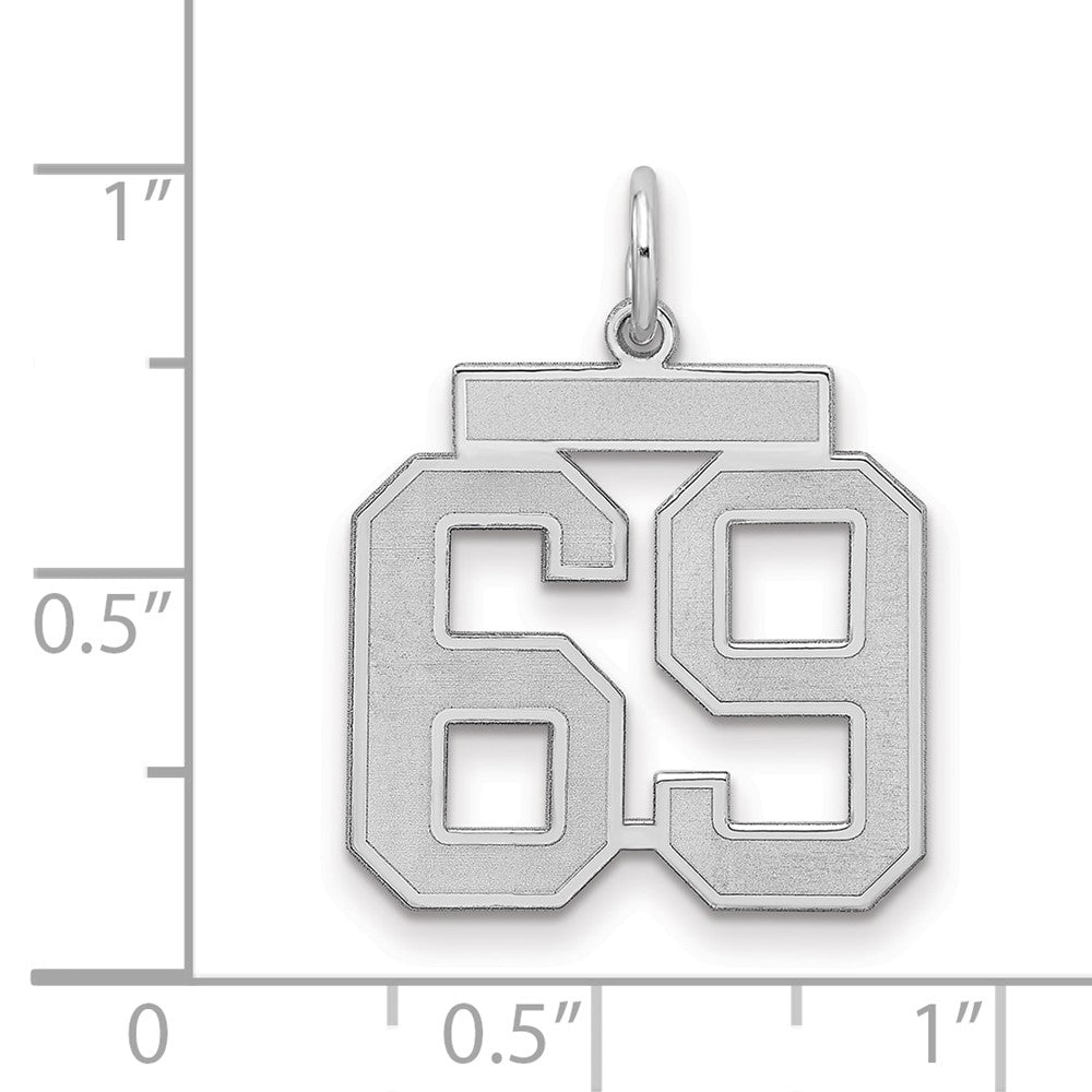 Sterlingsilber Silber/rhodiniert Satiniert Zahl 69 Charm