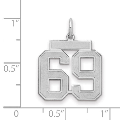 Sterlingsilber Silber/rhodiniert Satiniert Zahl 69 Charm