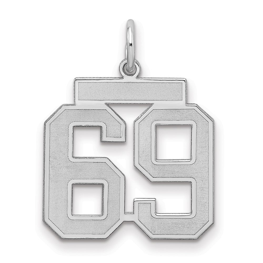 Sterlingsilber Silber/rhodiniert Satiniert Zahl 69 Charm