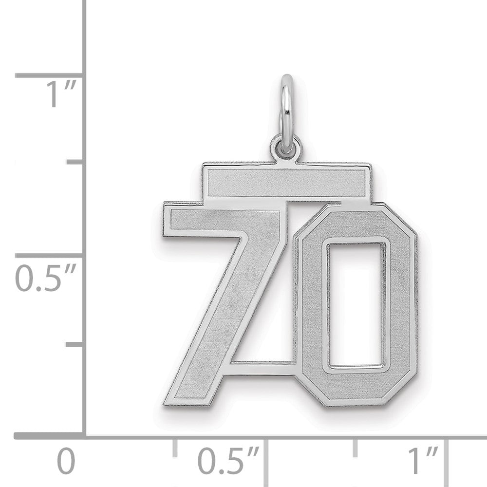 Sterlingsilber Silber/rhodiniert Satiniert Zahl 70 Charm