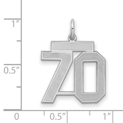 Sterlingsilber Silber/rhodiniert Satiniert Zahl 70 Charm
