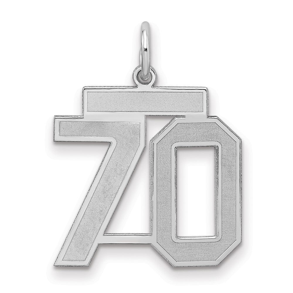 Sterlingsilber Silber/rhodiniert Satiniert Zahl 70 Charm