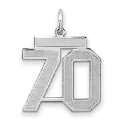 Sterlingsilber Silber/rhodiniert Satiniert Zahl 70 Charm