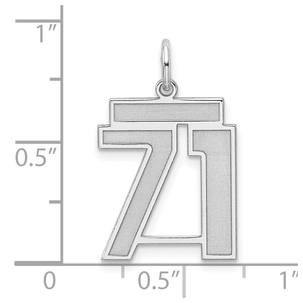 Sterlingsilber Silber/rhodiniert Satiniert Zahl 71 Charm