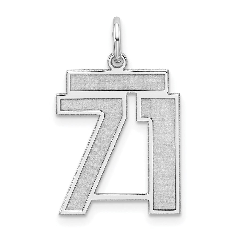 Sterlingsilber Silber/rhodiniert Satiniert Zahl 71 Charm