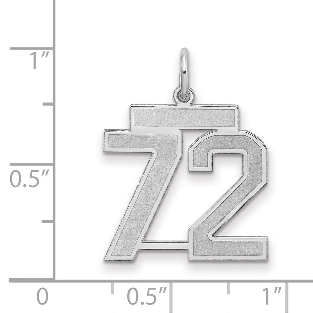 Sterlingsilber Silber/rhodiniert Satiniert Zahl 72 Charm