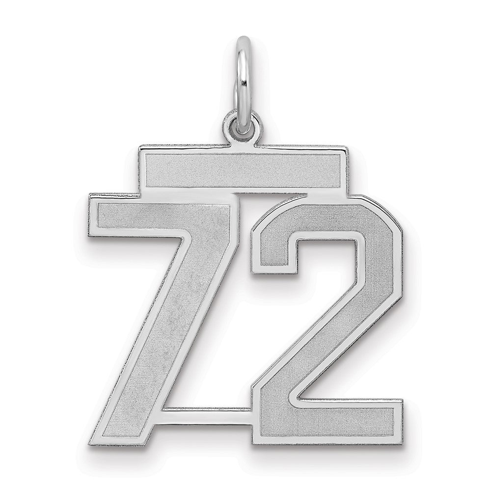 Sterlingsilber Silber/rhodiniert Satiniert Zahl 72 Charm