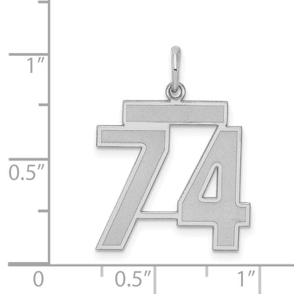Sterlingsilber Silber/rhodiniert Satiniert Zahl 74 Charm
