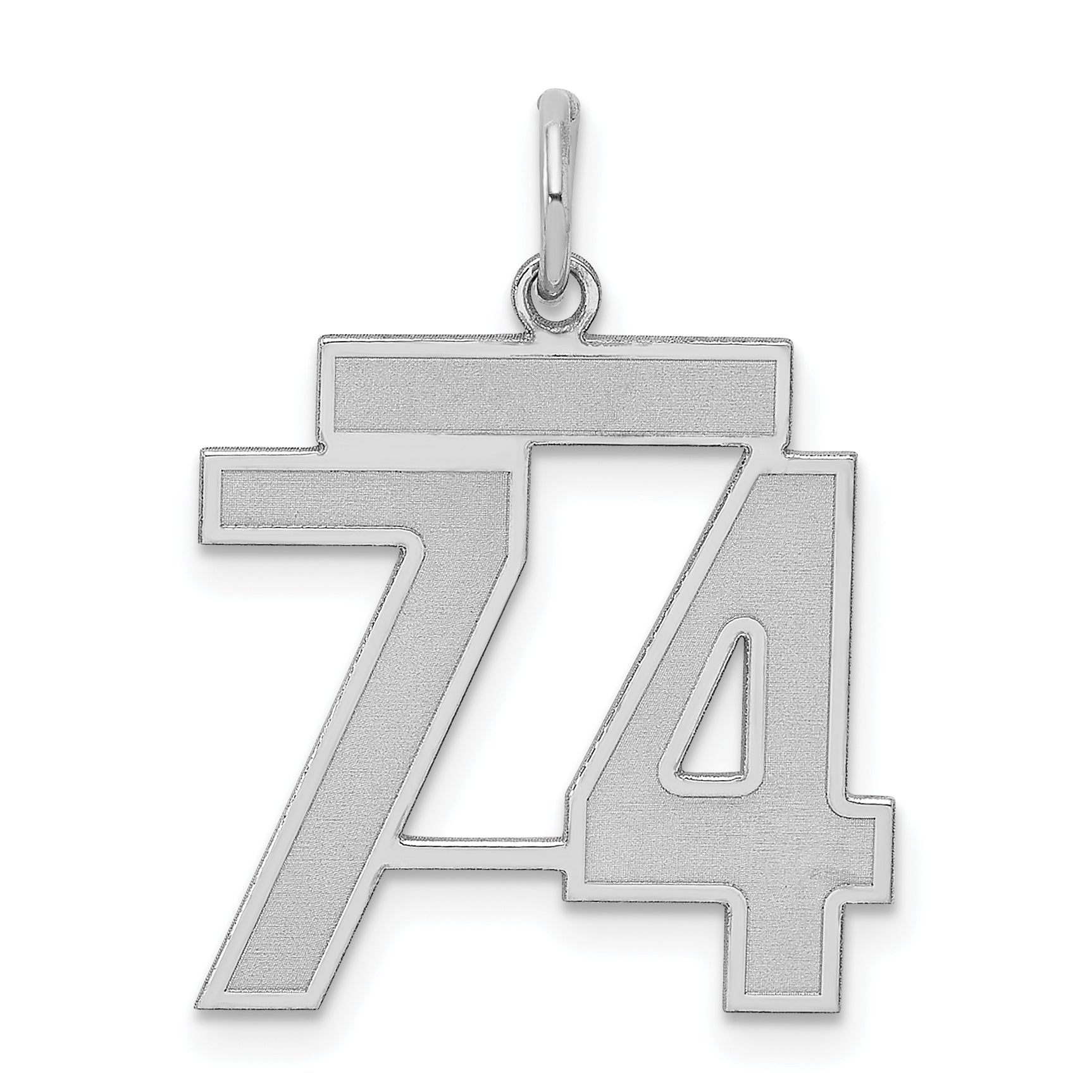 Sterlingsilber Silber/rhodiniert Satiniert Zahl 74 Charm