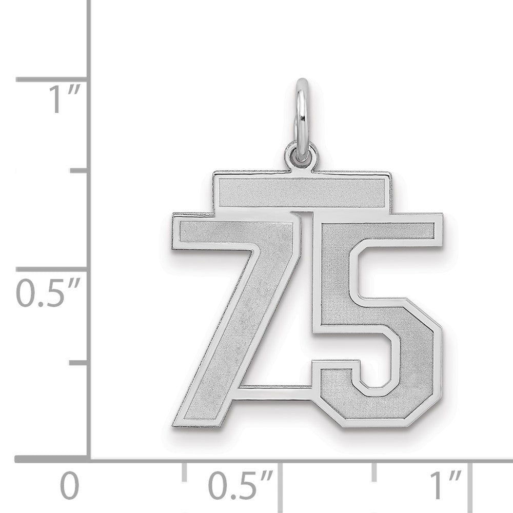 Sterlingsilber Silber/rhodiniert Satiniert Zahl 75 Charm