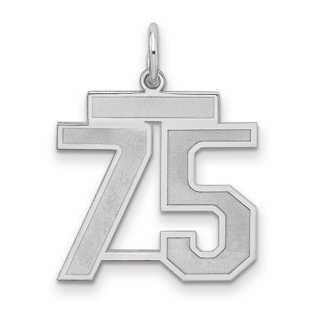 Sterlingsilber Silber/rhodiniert Satiniert Zahl 75 Charm