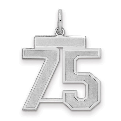 Sterlingsilber Silber/rhodiniert Satiniert Zahl 75 Charm
