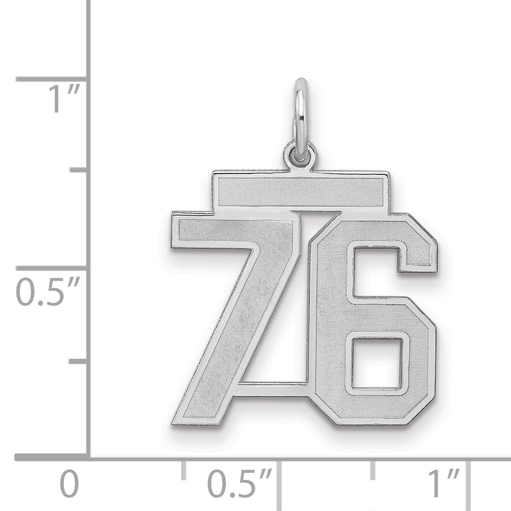 Sterlingsilber Silber/rhodiniert Satiniert Zahl 76 Charm