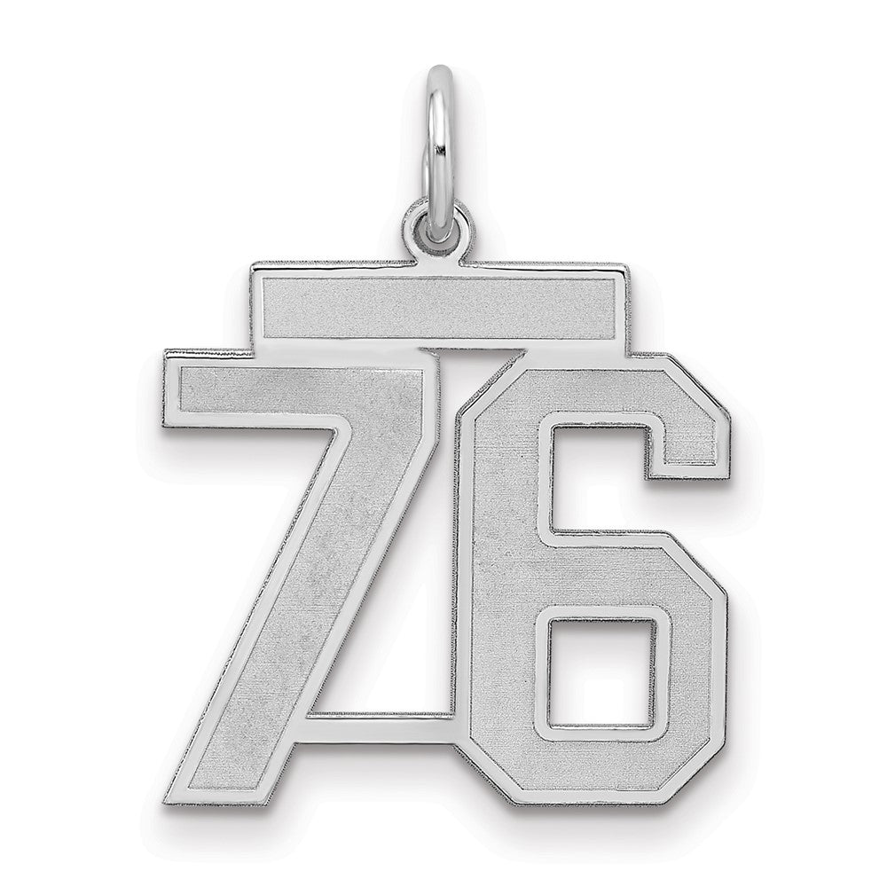 Sterlingsilber Silber/rhodiniert Satiniert Zahl 76 Charm