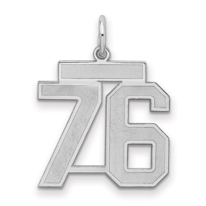 Sterlingsilber Silber/rhodiniert Satiniert Zahl 76 Charm