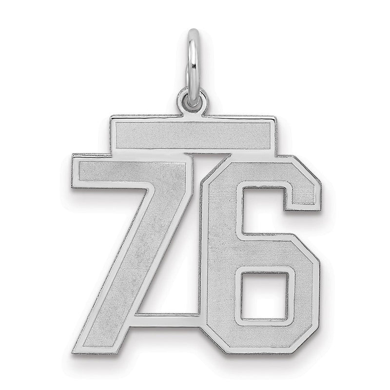 Sterlingsilber Silber/rhodiniert Satiniert Zahl 76 Charm