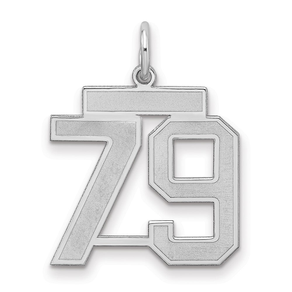 Sterlingsilber Silber/rhodiniert Satiniert Zahl 79 Charm