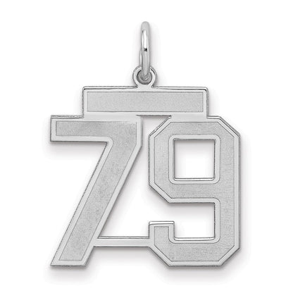 Sterlingsilber Silber/rhodiniert Satiniert Zahl 79 Charm