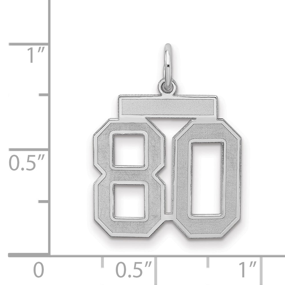Sterlingsilber Silber/rhodiniert Satiniert Zahl 80 Charm