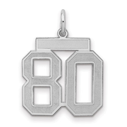 Sterlingsilber Silber/rhodiniert Satiniert Zahl 80 Charm