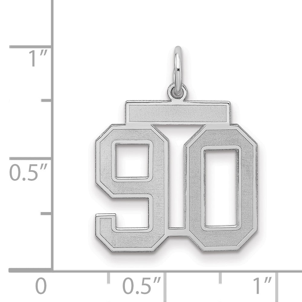 Sterlingsilber Silber/rhodiniert Satiniert Zahl 90 Charm