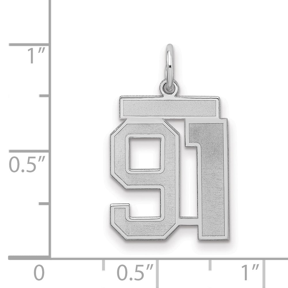 Sterlingsilber Silber/rhodiniert Satiniert Zahl 91 Charm
