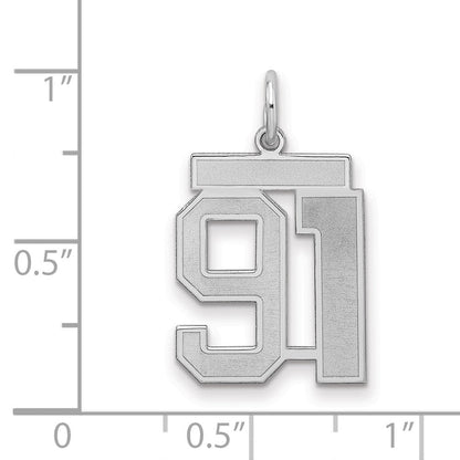 Sterlingsilber Silber/rhodiniert Satiniert Zahl 91 Charm