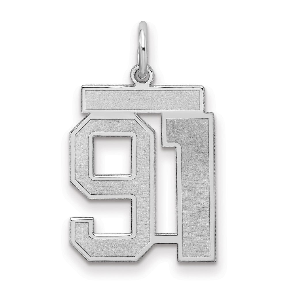 Sterlingsilber Silber/rhodiniert Satiniert Zahl 91 Charm